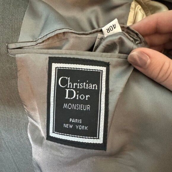 Vintage Christian Dior Mens Gray 100% Wool Sport Coat Oversized Blazer 40R - Picture 2 of 8